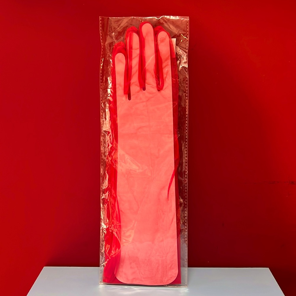 Women’s Tulle elbow length sheer red gloves